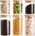 AKHPAL 6 Pack Glass Storage Jars with Airtight Bamboo Lids, 1400ML and 800ML Glass Kitchen Canisters , Clear Food Storage Jar Storage Containers for Coffee Bean, Candy, Sugar, Flour, Pasta, Nuts. 