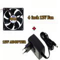 12V DC 4 Inch High Speed Cooling Fan - High Quality Computer Fan wIth 12V Adapter - Size: 92x92x25mm. 