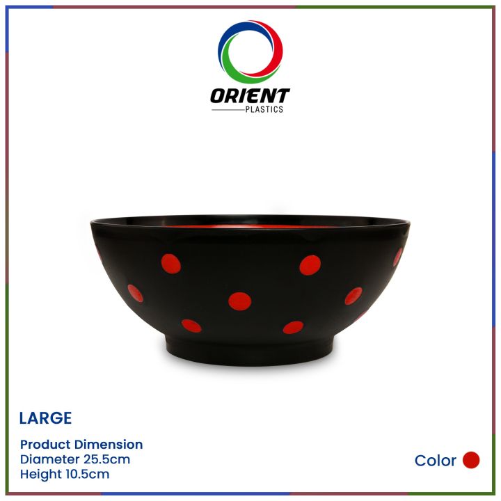 Orient Plastics Large Dot Bowl Durable Stylish Serving Bowl with BPA-Free Plastic, Dishwasher Safe, Multi-Use for Home, Parties & More