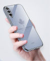 For Samsung Galaxy A50 Cover + Wrist Strap Fashion Shiny Maple leaf Plating Square Bumper Phone Case Soft TPU Silicone Shockproof Protective Back Cover. 