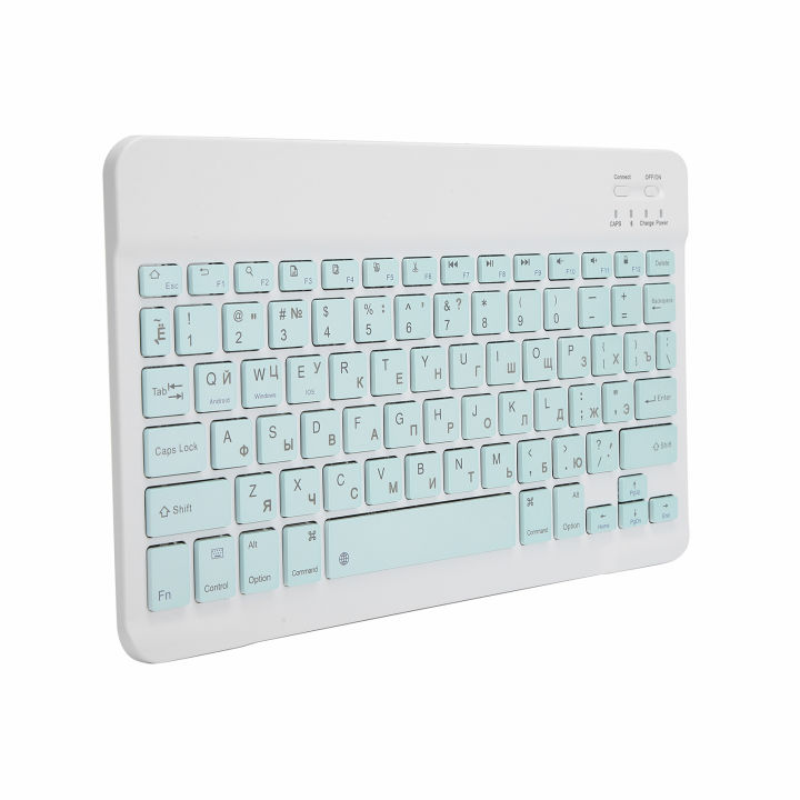 Wireless Bluetooth Keyboard Keycaps Typewriter Compatible with Universal Device 10inLight Green Russian