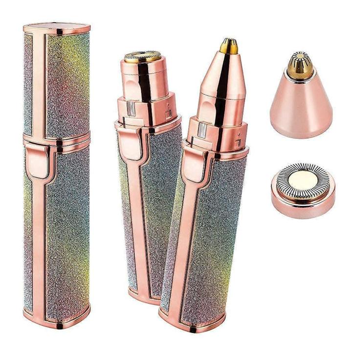 2 in 1 USB Rechargeable Flawless Facial Hair Remover and Eyebrow Trimmer Rainbow Runtime: 45 min Pocket Size Painless Face Hair Removing Machine Flawless Brows Eyebrow Hair Remover Machine Pen Electric Shaver For Men & Women