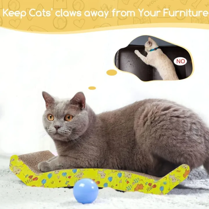 MARGOUN%20Cat%20Scratcher%20Cardboard%20Cat%20Scratch%20Pad%20Wave%20Design%20,%20Cardboard%20Scratch%20Post%20Catnip%20Bed%20-%20Image%202
