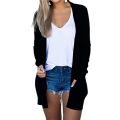 Lady Cardigan Pure Color Long Style Cardigan Coat. 