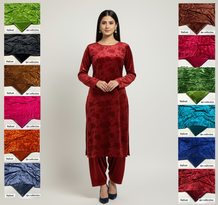 Winter Collection - 2pc Velvet Dress for Women | Barosha Velvet Shirt ...