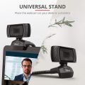 Trust Trino HD Webcam with Microphone, 1280x720, 30 FPS, Universal Stand, USB, Web Camera with Photo Button for Streaming, Video Calling, Skype, Teams, Zoom, PC, Computer, Laptop, Mac - Black. 