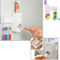Toothpaste Dispenser with Tooth Brush Holder - White. 