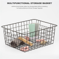 Hollow Iron Wired Basket, Storage Baskets Metal Basket Without Interlining Bathroom Kitchen Organizer Black. 