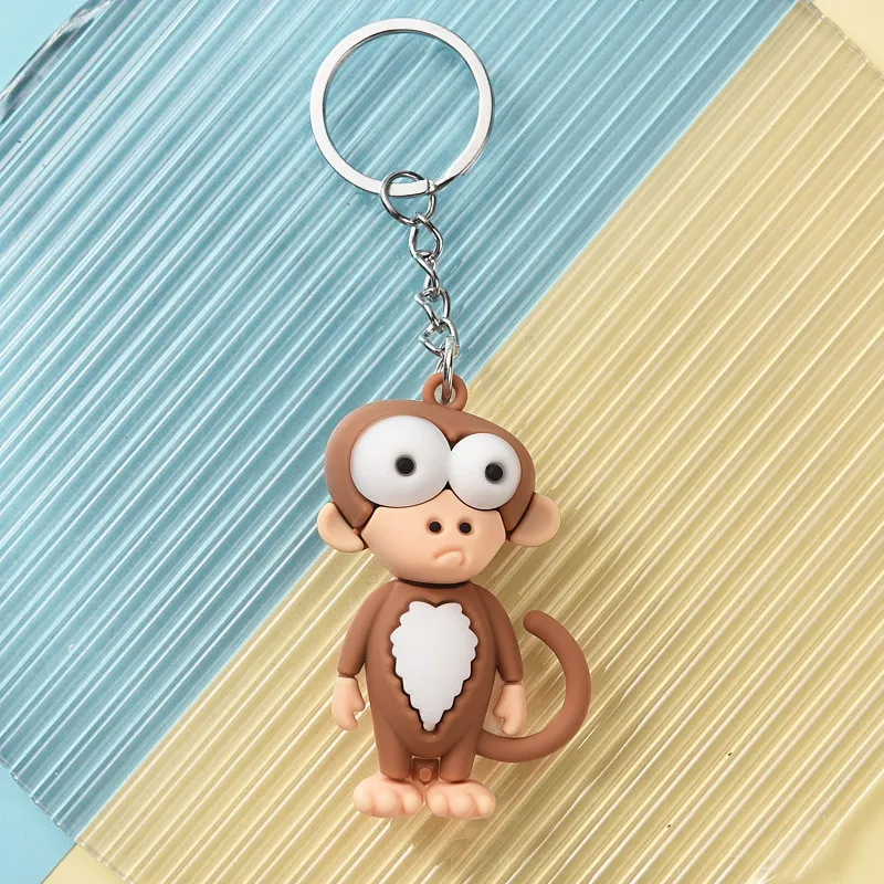 Fuqimanman2020 Cartoon Animal Keychain - Elephant, Giraffe, Lion Designs, Soft TPU Silicone, Wrist Strap