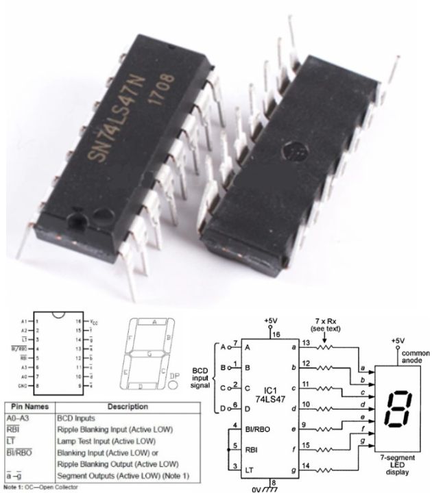 2pcs 74LS47N BCD To 7 Segment ADecoder driver