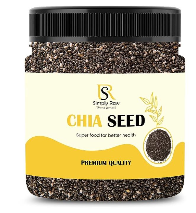 SR SIMPLY RAW Roasted Chia Seeds for eating with Omega 3 and Fiber for Weight Loss management 250g jar pack