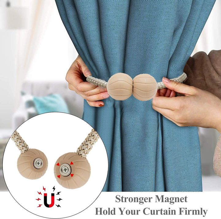 Magnetic%20Curtain%20Tiebacks,%202%20Pack%20Beige%20Decorative%20Tie%20Backs%20for%20Curtains%20Rope%20Outdoor%20Holder%20Without%20Hooks%20for%20Shower%20Sheer%20Blackout%20Drapes%20-%20Image%206