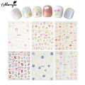 Monja 5D Nail Stickers Cute Embossed Flowers Reliefs Adhesive Decals Floral Leaf Pattern Gel Polish DIY Nail Art Decoration Tool. 