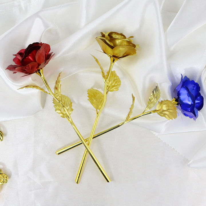 Rosa Eterna 24K Gold Plated In Acrilico - Fiore Immortale Con Stelo E Confezione Regalo - Viola, Regalo Romantico Per Lei