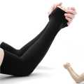 1 Pairs Summer Finger Sleeve Cool Wearing Elastic Elbow, Arm Guard With Thumb Hole Sun Protection Stretchable Sports Sleeves For Mens,women,boys and girls. 