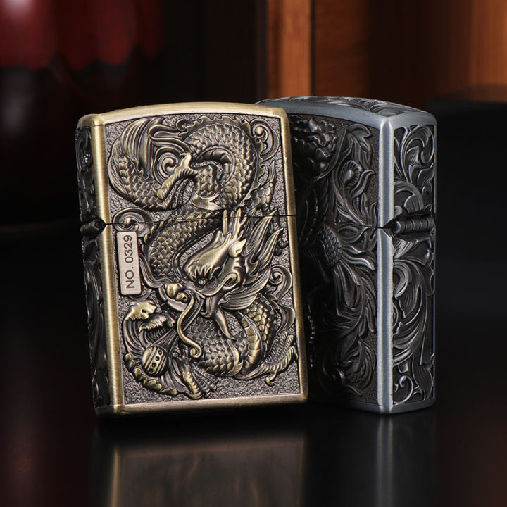 ZORRO/ Zorro Metal Heavy Armor Kerosene Windproof Lighter Relief Dragon and Phoenix One Piece Dropshipping Hot Lighter