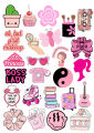 Pink Coquette & Makeup Aesthetic Laptop Stickers Cute Hijabi Girl, "Boss Lady", Barbie Silhouette, Roller Skates, and Travel Decals for Laptops & Journals Pack Of 25 Each Size 2Inchx2Inch Sticker. 