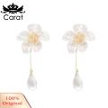 Carat Dangle Earrings Elegant Transparent Flower Dangling Earrings. 