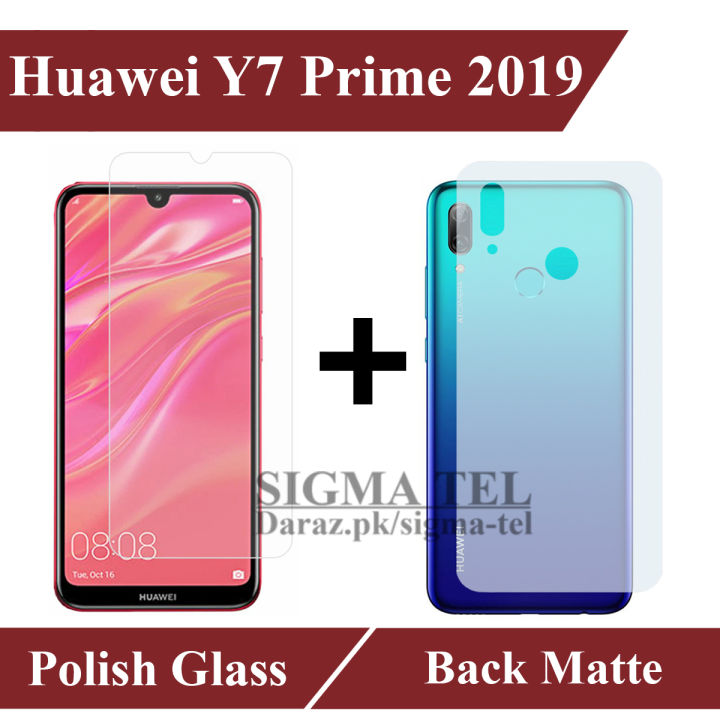 Huawei Y7 Prime 2019 Tempered Glass And Matte Back Protector 2 in 1 Combo