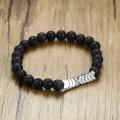 8mm Sacred Arrow Lava Rock Bead Bracelet Natural Anti Anxiety Essential Oil Diffuser Bracelet for Women Men 18cm. 