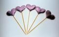 Pack of 5  Cake Topper (Purple HEART Shape Toppers - Sweets Picker). 
