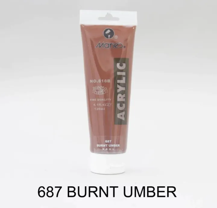 Marie's%2075ml%20Acrylic%20Colors%20Paint%20Tubes-687%20Burnt%20Umber%20-%20Image%202