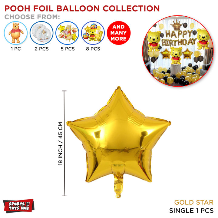 Winnie The Pooh Foil Balloon Collection, Disney Pooh & Piglet Balloons, Happy Birthday Celebration Decorations Parties, Inflatable Toys Party Decor Supply,  Events Decorative, Baby Shower, Cartoon Shape Tigger, Eeyore, Rabbit Ballon : h6h6tTPN