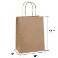 Pack of 10 Paper Bags 8 X 11 X 3 Gift Bags, Party Bags, Shopping Bags, Kraft Bags, Retail Bags, Merchandise Bags, Brown Paper Bags with Handles Bulk 110Grams. 