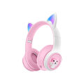 AKZ-07 Cross-Border New Arrival Cartoon Cute Headset Bluetooth Headset RGB Glowing Cat Ears Extra Bass Headphones. 