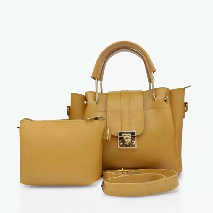 Ladies Soft PU Leather Handbag with Small Carry Pouch and Adjustable Shoulder Strap