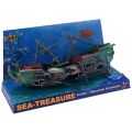 Large Aquarium Decoration Boat Plactic Aquarium Ship Air Split Shipwreck Fish Tank Decor C. 