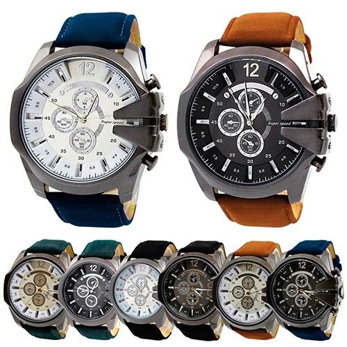 Men Big Dial Stainless Steel Analog Sports Wrist Watch