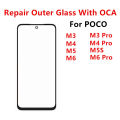 Screen Repair Outer Glass For Xiaomi POCO M6 M5 M5S M4 Pro 4G 5G M3 Front Touch Panel LCD Display Replace Repair Parts + OCA. 