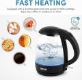 Aigostar Small Electric Kettle, 1.0L Black Glass Kettle Cordless, Compact Mini Clear Water Tea Kettle Fast Quiet Boil for Kitchen Bedroom Office, 2200W - Elfin 30A0Q. 