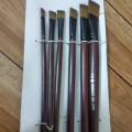 Artistic Paint Brushes / Flat Brush / Yinghua Paint Brush Art #SS-6pcs-FB-Brown. 