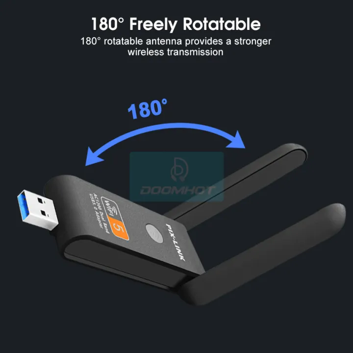 Doomhot%20USB%20WiFi%20Adapter%201200Mbps%20Dual%20Band%202.4/5.8%20GHz%20Wireless%20Network%20External%20Receiver%20USB3.0%20WiFi%20Wireless%20Network%20Card%20802.11ac%20LAN%20Adapter%20Mini%20WiFi%20Dongle%20Receiver%20with%20Rotatable%20Antenna%20for%20PC%20Laptop%20Desktop%20-%20Image%206