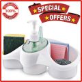 Titiz 3 In 1 Soap Dispenser And Sponge Holder Kitchen Kit. 