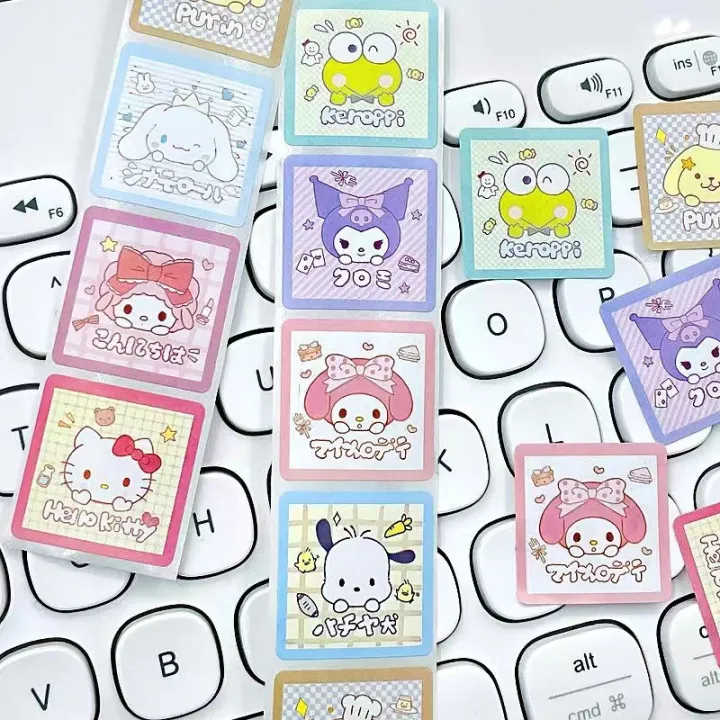 2024 500Pcs/roll Sanrio Sticker Kawaii Kuromi Hello Kitty P Cinnamoroll ...