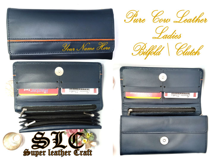 Wallet Clutch for Women Pure Cow Leather ( Ladies Hand Wallet ) * Super Leather Craft *