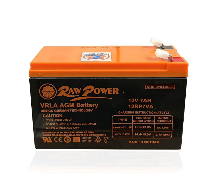 Raw Power 12V 7AH Lead-Acid Maintenance Free VRLA AGM Battery