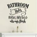size- 1 x 1 feet- Bathroom Rules motivational hygiene quote self adhesive Wall stickers , vinyl for boys, girls, kids, bath, toilet, office, home decor lovers  - Black color - lucky garnet. 