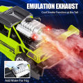 Remote Control Rock Monster Car with Lights & Flame Spray Function Stunt Car - 1:20 Scale - Four Channel - Operated Battery - Green. 