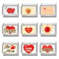 Vintage Red Love Heart Strawberry Square Beads fit Italian Charm Link 9mm Stainless Steel Bracelet Jewelry DIY Making Wholesale. 