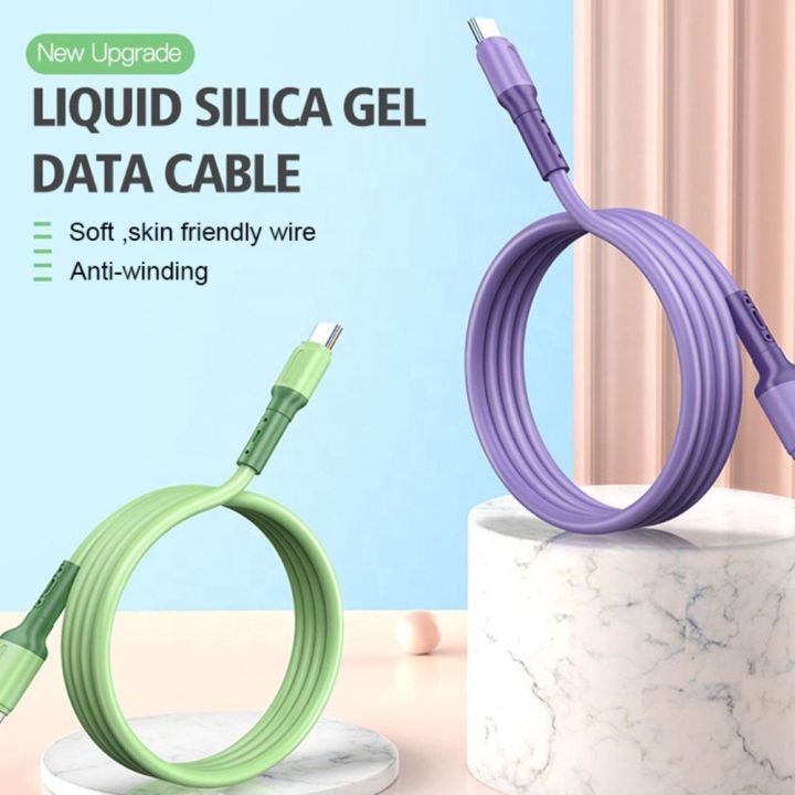 /.5/2M 1PC Fast Charging Data Line 3A Type C Data Wire Quick Charge Fast Charging Cable USB-C Charger Wire Data Cord Liquid Silicone Cable