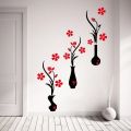Red And Black Flower Pots Wall Sticker Standard Size- 107Cm X 125Cm. 