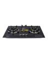 HANCO Hob Model 404 - 3 Burners Tempered Glass Black  With Golden Flower). 