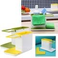 3 IN 1 Self Draining Sink Tidy Organiser Sponge Brush Holder, Green. 