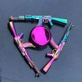 Gun-Shape Rainbow Metal Fidget Spinner. 