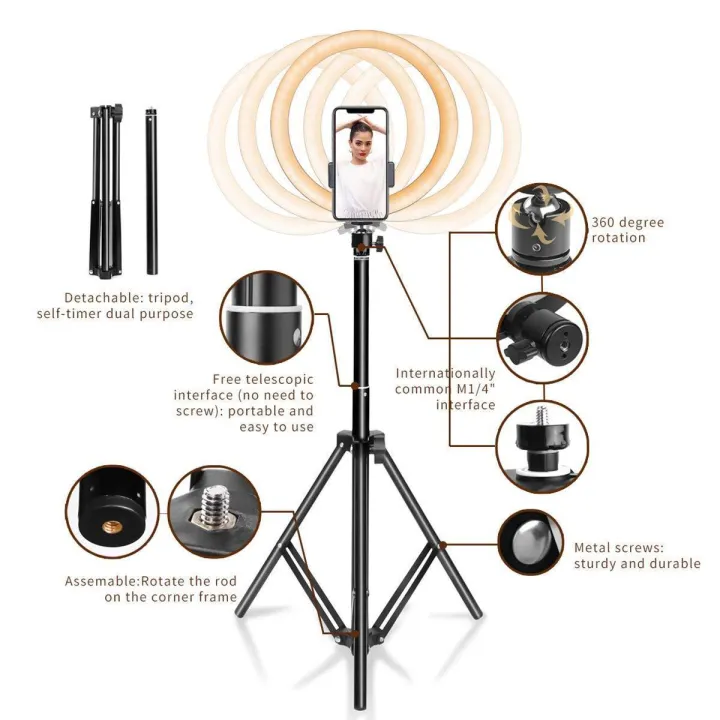 HOLA%207%20Feet%20Tripod%20with%2026%20/%2036%20/%2045%20CM%20Selfie%20Ring%20Light%20and%20Mobile%20Holder%20for%20Tiktok%20Videos%20Best%20Quality%20Tripod%20-%20Photography%20Kit%20-%20Image%205