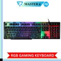 RGB Gaming Keyboard & Mouse Combo - 7 Colour Wired RGB Mouse and Keyboard Set - USB Wired Pack For PC & Laptop - Black & White. 